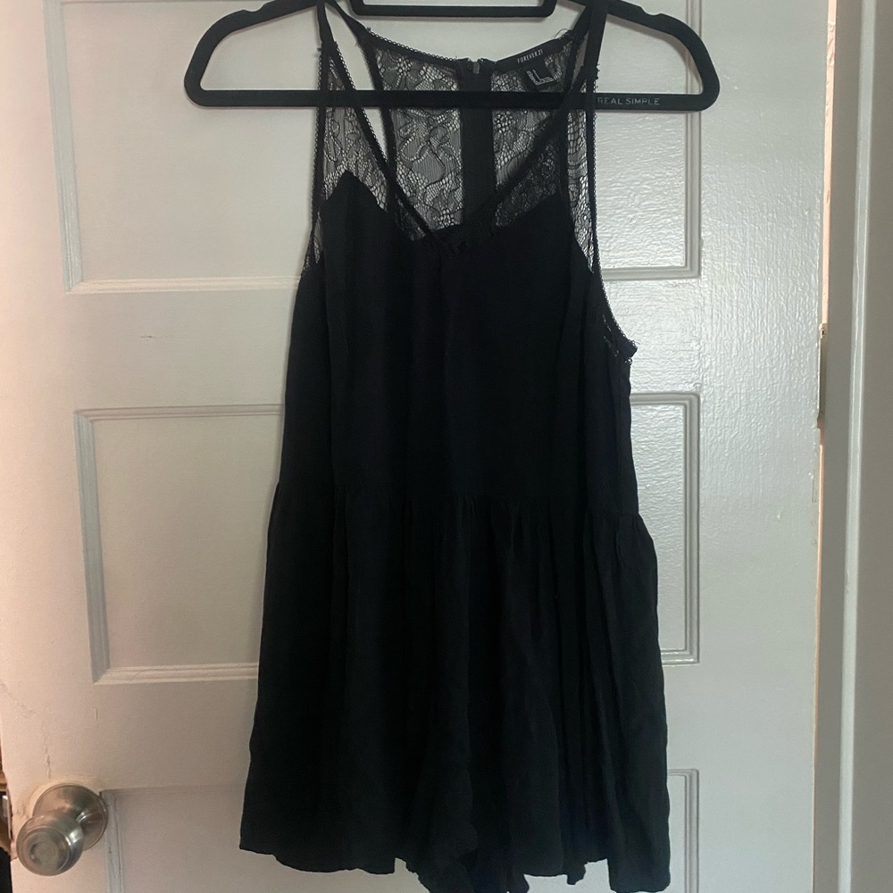 Forever 21 Black Lace Detail Tank Top